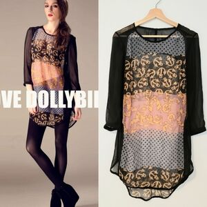 Love Dollybird patchwork chiffon dress anchor polk